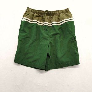 R & R Sport Green Swim Trunks Size Large Drawstring Waist Mesh Lined Swim Shorts